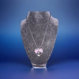 Heart-Shaped Braided Tree of Life Lilac Gemstone Pendant Necklace